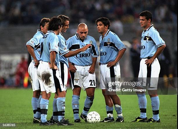 Lazio decide on a free kick awarded during the Italian Super Cup against Juventus in Italy. Lazio won the game 2-1. \ Mandatory Credit: Allsport UK...