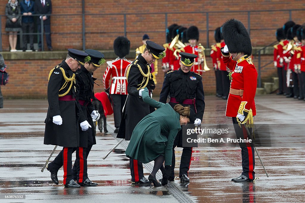 The Duke And Duchess Of Cambridge Visit the 1st Battalion Irish Guards On St Patrick's Day