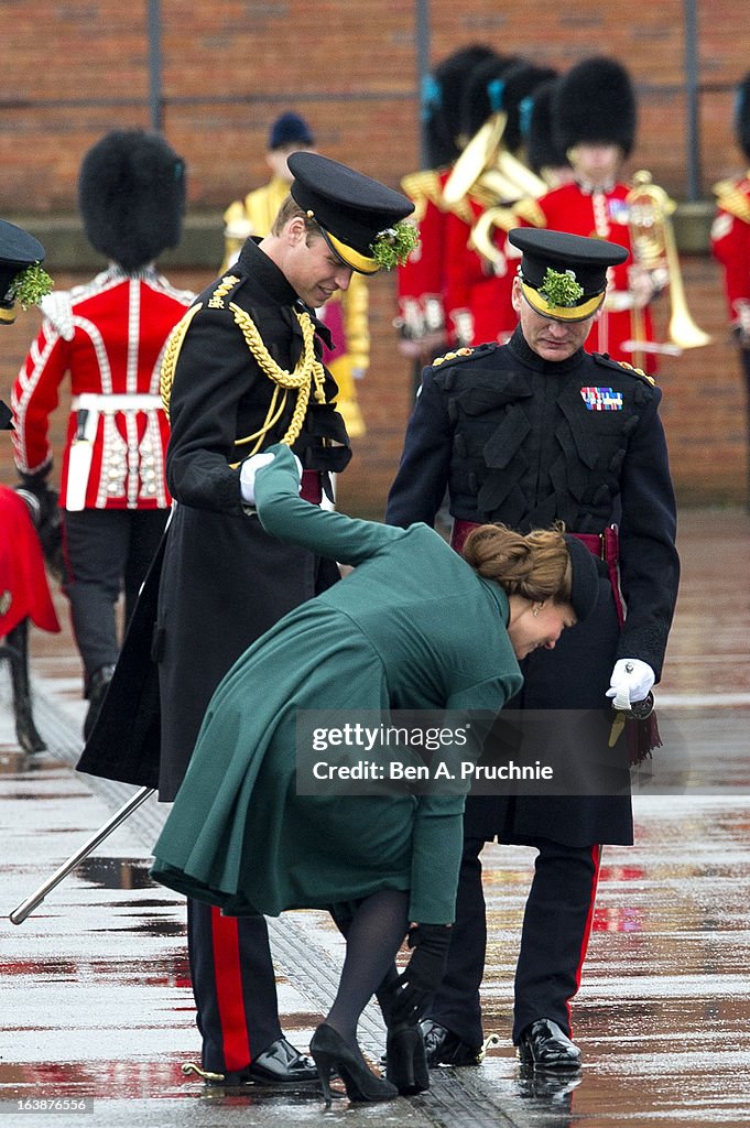 The Duke And Duchess Of Cambridge Visit the 1st Battalion Irish Guards On St Patrick's Day