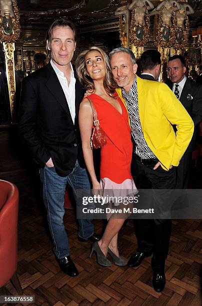 Damian Aspinall, Tara Bernerd and Patrick Cox attend a drinks reception celebrating Patrick Cox's 50th Birthday party at Cafe Royal on March 15, 2013...