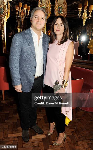 Fares Fares and Tania Fares attend a drinks reception celebrating Patrick Cox's 50th Birthday party at Cafe Royal on March 15, 2013 in London,...