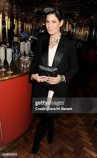 Elizabeth Saltzman attends a drinks reception celebrating Patrick Cox's 50th Birthday party at Cafe Royal on March 15, 2013 in London, England.