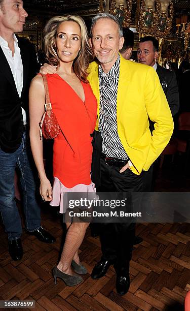 Tara Bernerd and Patrick Cox attend a drinks reception celebrating Patrick Cox's 50th Birthday party at Cafe Royal on March 15, 2013 in London,...
