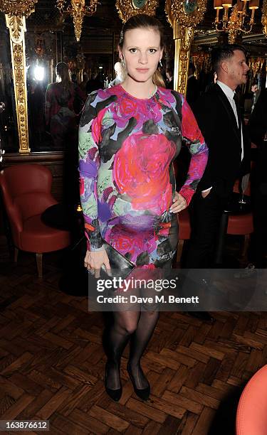 Lara Stone attends a drinks reception celebrating Patrick Cox's 50th Birthday party at Cafe Royal on March 15, 2013 in London, England.