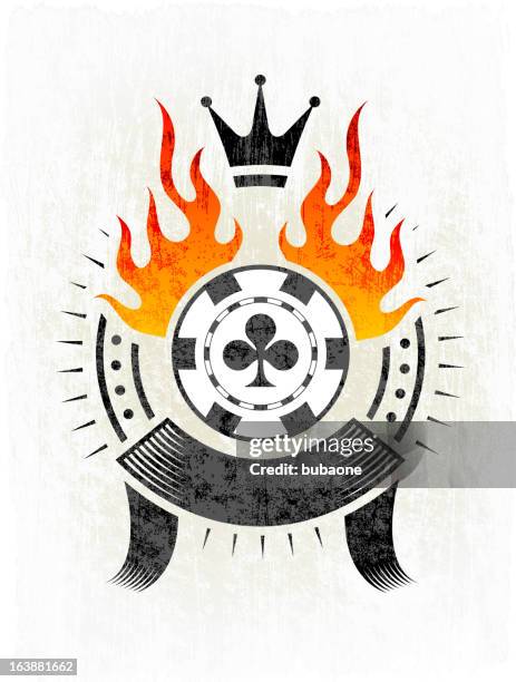 flaming poker chip on royalty free vector background - fire damage stock illustrations