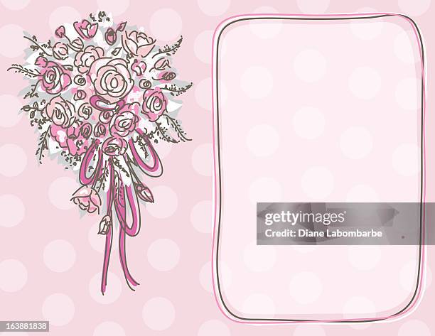 sketchy bridal bouquet with polka dot background - wedding background stock illustrations