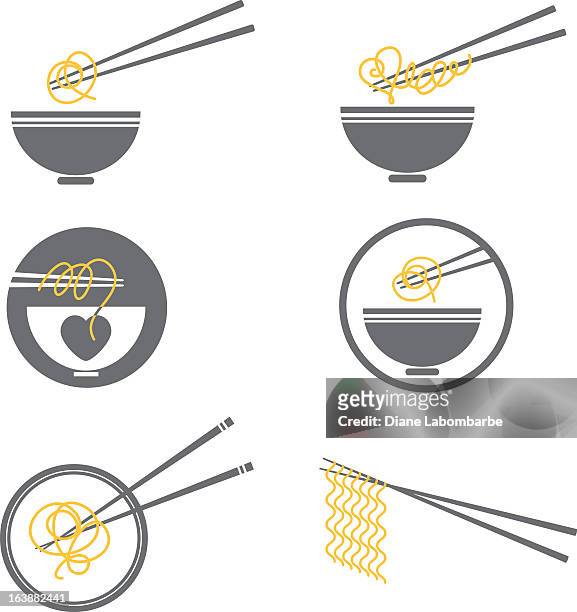 noodle bowl icon set - bowl of ramen stock illustrations