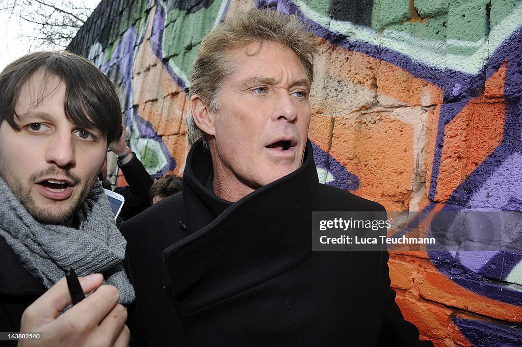 David Hasselhoff Attends 'Save the Wall' Protest At East Side Gallery