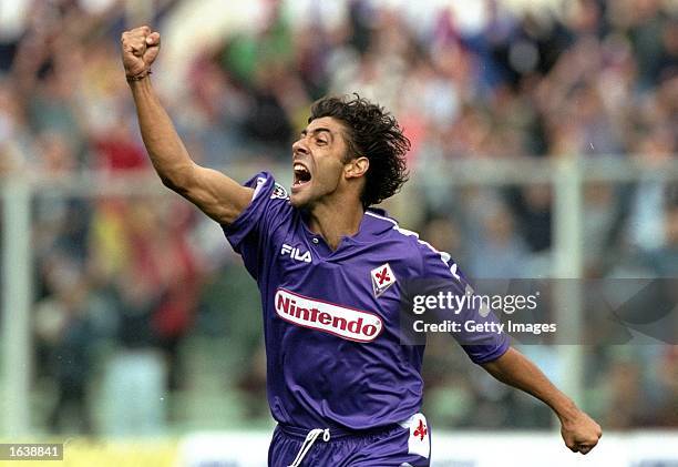 Rui Costa of Fiorentina celebrates a goal during the Serie A match against Empoli at the Stadio Communale in Florence, Italy. \ Mandatory Credit:...