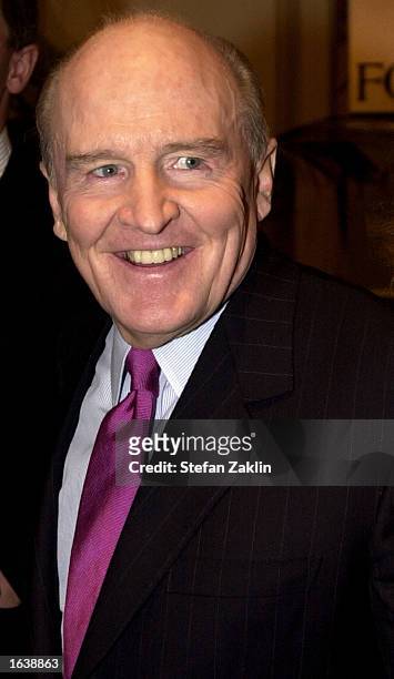 John F. Welch Jr., former CEO of General Electric, attends the Fortune Global Forum November 13, 2002 in Washington, DC. Executives and government...