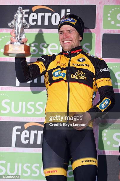 Gerald Ciolek of Germany and MTN Qhubeka stands on the podoium to celebrate winning the 2013 Milan - San Remo on March 17, 2013 in San Remo, Italy.