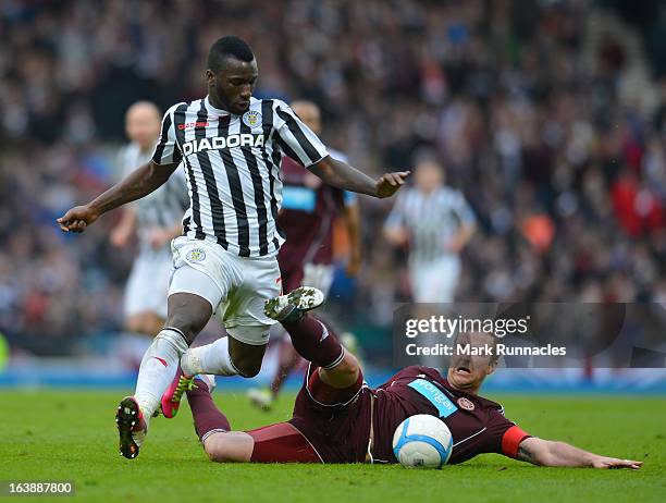 Esmael Goncalves of St Mirren and Andy Webster of Hearts during the Scottish Communities League Cup Final between St Mirren and Hearts at Hampden...
