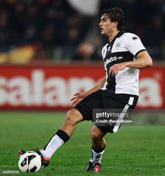 Alvaro Ampuero of Parma FC in action during the Serie A match between AS Roma and Parma FC at Stadio Olimpico on March 17, 2013 in Rome, Italy.