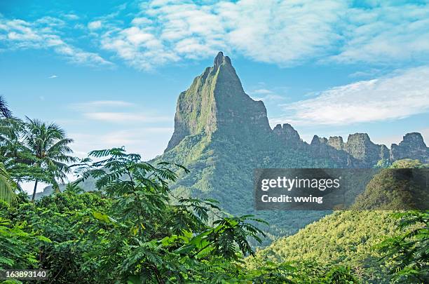 bali hai mountain on moorea - moorea stock pictures, royalty-free photos & images