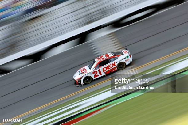 Harrison Burton, driver of the DEX Imaging Ford, drives during qualifying for the NASCAR Cup Series Coke Zero Sugar 400 at Daytona International...