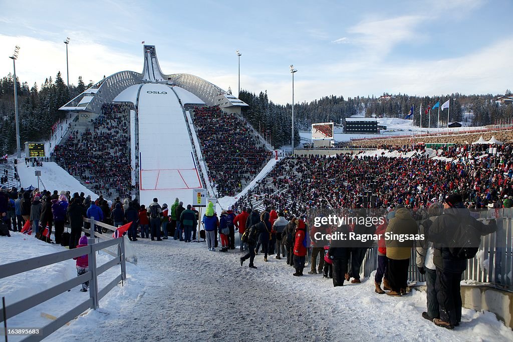 The King, Queen, The Crown Princess & Princess Astrid Of Norway Attend The FIS World Cup Nordic Holmenkollen 2013