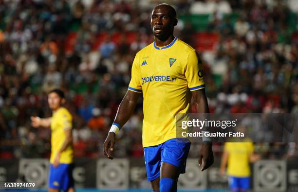 Eliaquim Mangala of GD Estoril Praia during the Liga Portugal Betclic match between CF Estrela da Amadora and GD Estoril Praia at Estadio Jose Gomes...