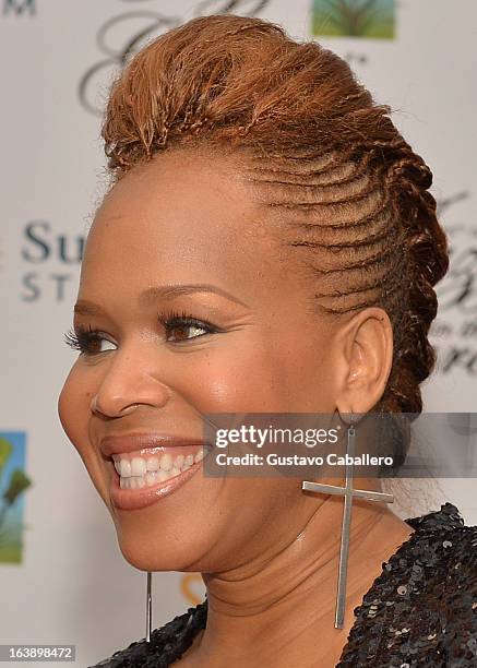 Tina Atkins-Campbell of Mary Mary attends the 8th Annual Jazz in the Gardens Day 2 at Sun Life Stadium presented by the City of Miami Gardens on...