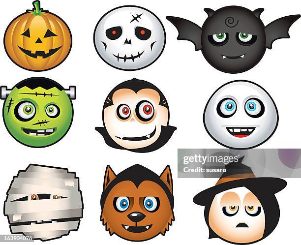 halloween costume icons cartoon - halloween kids stock illustrations