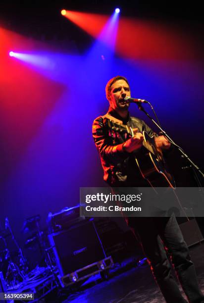 Joel Stoker of The Rifles performs on stage at O2 Shepherd's Bush Empire on March 17, 2013 in London, England.