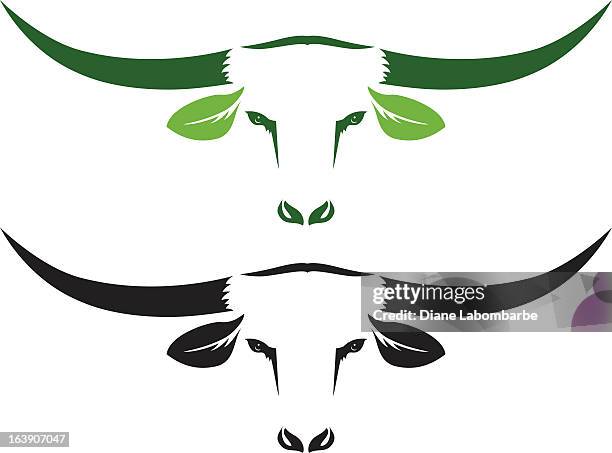 simple organic beef icon two steer heads isolated on white - free range stock illustrations
