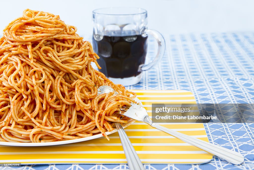 Huge Pile Of Spaghetti On Plate