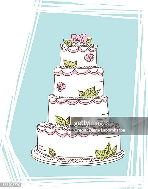 süße hochzeitstorte symbol - wedding cake stock-grafiken, -clipart, -cartoons und -symbole