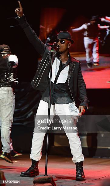 Ne-Yo performs at the 8th Annual Jazz in the Gardens Day 2 at Sun Life Stadium presented by the City of Miami Gardens on March 17, 2013 in Miami...