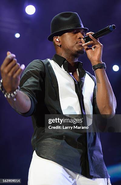 Ne-Yo performs at the 8th Annual Jazz in the Gardens Day 2 at Sun Life Stadium presented by the City of Miami Gardens on March 17, 2013 in Miami...