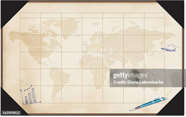 desk calendar with world map - desk calendar stock illustrations