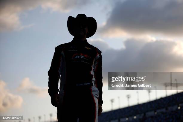Sam Mayer, driver of the Tim McGraw: Standing Room Only Chevrolet, walks onstage during driver intros prior to the NASCAR Xfinity Series Wawa 250...