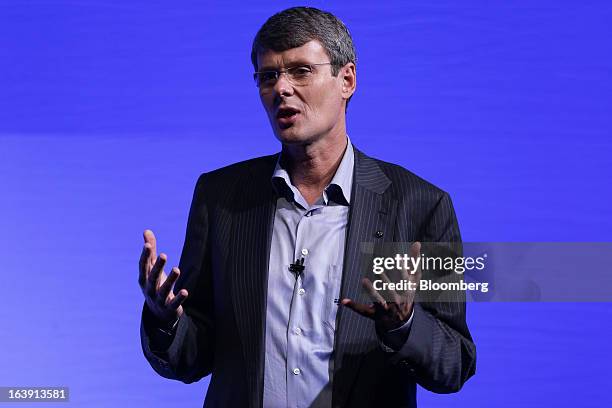 Thorsten Heins, chief executive officer of BlackBerry, speaks during the launch of the BlackBerry Z10 smartphone in Sydney, Australia, on Monday,...