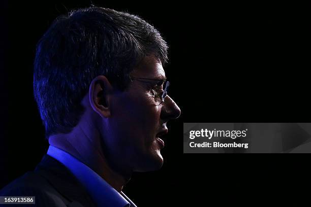 Thorsten Heins, chief executive officer of BlackBerry, speaks during the launch of the BlackBerry Z10 smartphone in Sydney, Australia, on Monday,...