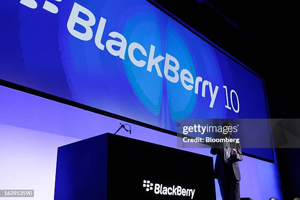 Thorsten Heins, chief executive officer of BlackBerry, speaks during the launch of the BlackBerry Z10 smartphone in Sydney, Australia, on Monday,...