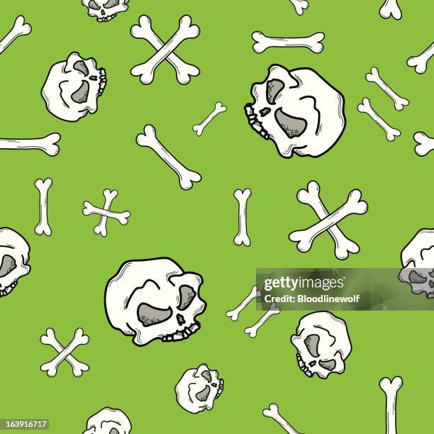 repeating skull and bones pattern - goth stock illustrations