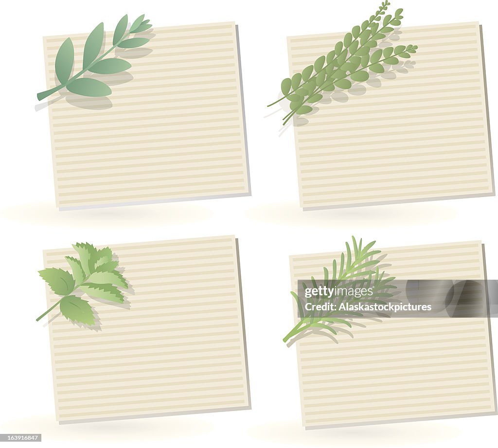 Herbage with notepaper.
