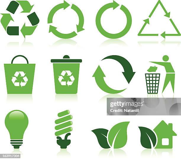 ilustraciones, imágenes clip art, dibujos animados e iconos de stock de reciclar los iconos - recycling symbol