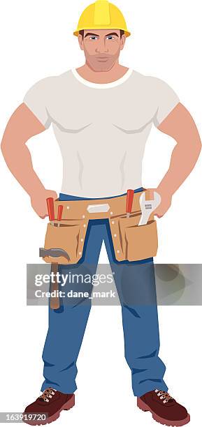 construction worker - tool belt stock illustrations