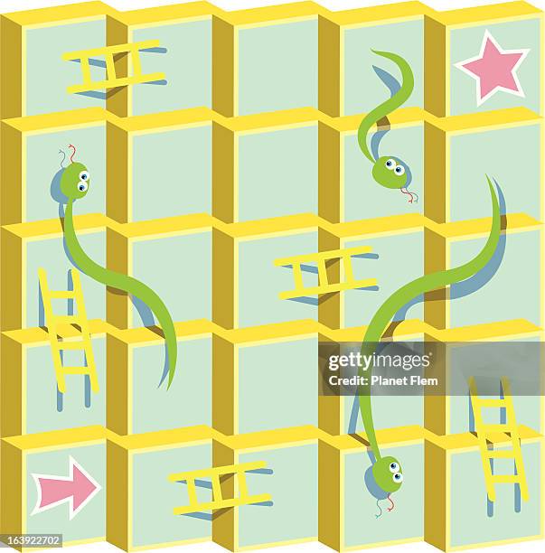 serpents and ladders - snake game stock illustrations