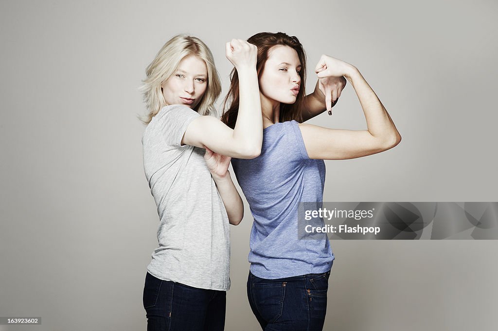 Studio portrait of two women who are best friends