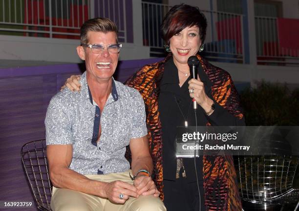 Renowned Beverly Hills hairstylist Lenny Strand and Therapist and Author Dr. Nicki J. Monti speak during the Anti Bullying Discussion at Bash To...