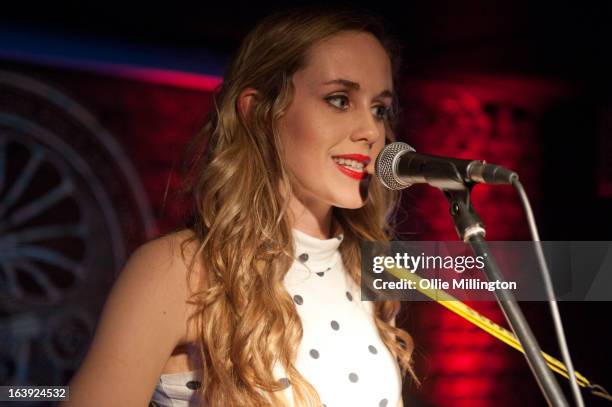 Izzy Marie Hill performs on stage at the Crumblin' Cookie supporting Charlie Drew on March 2, 2013 in Leicester, England.
