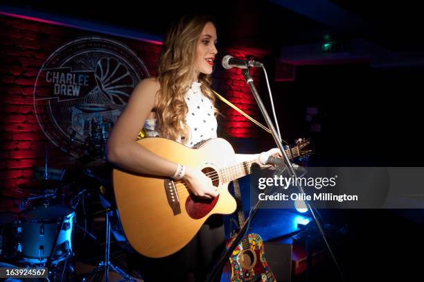 Izzy Marie Hill performs on stage at the Crumblin' Cookie supporting Charlie Drew on March 2, 2013 in Leicester, England.