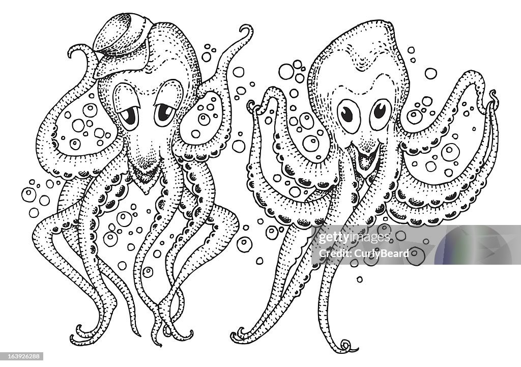 Two heppy octopus
