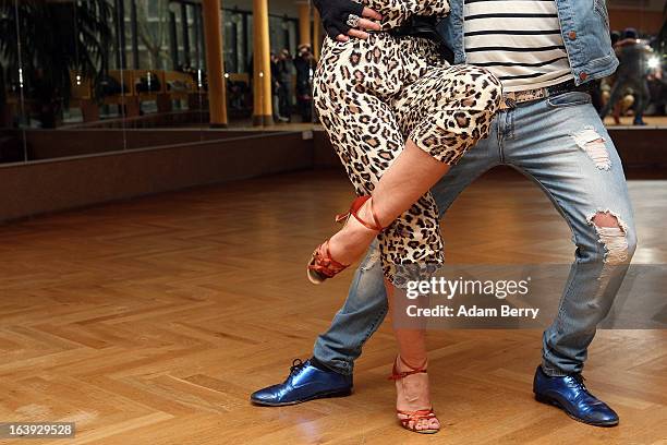 Dancer Melissa Ortiz-Gomez and actor Manuel Cortez pose at a photo call for the television competition "Let's Dance" on March 18, 2013 in Berlin,...