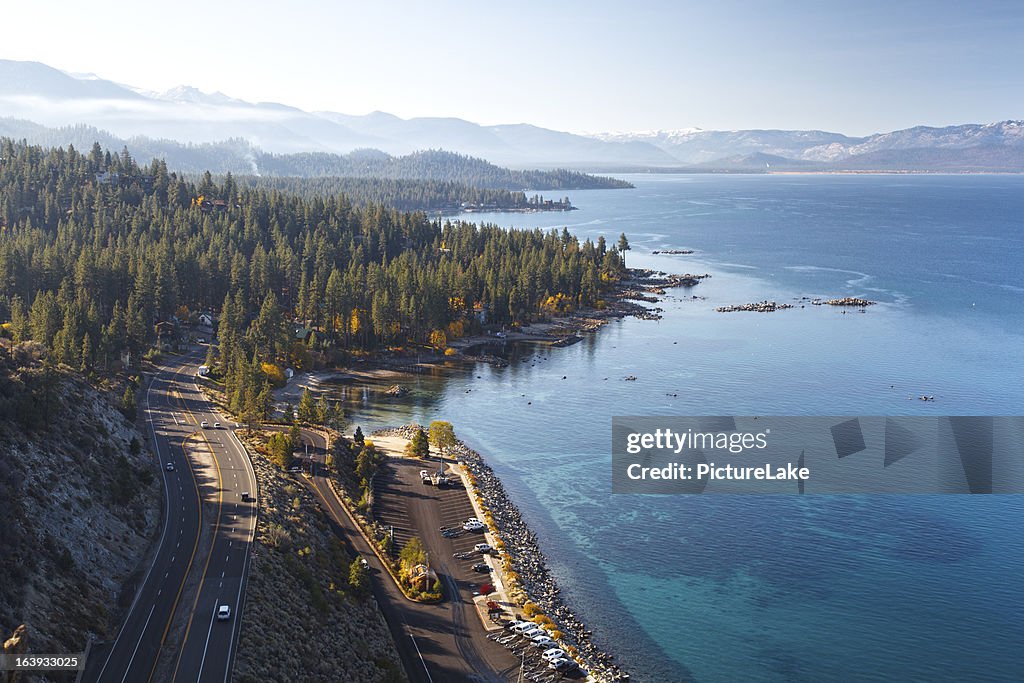 Lake Tahoe east shore autumn morning