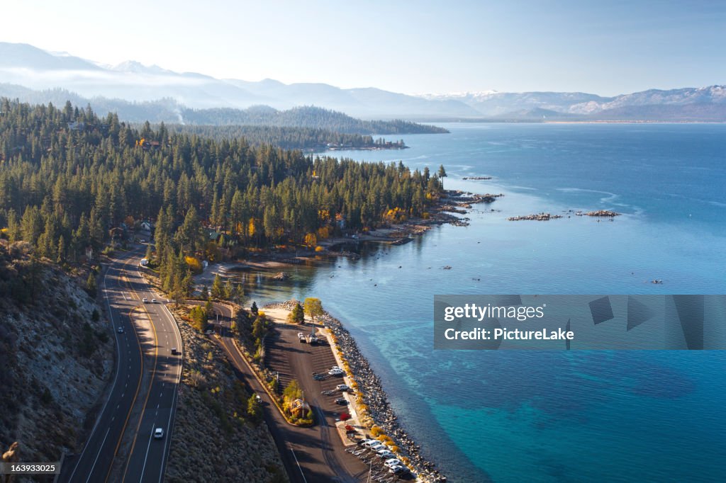 Lake Tahoe east shore autumn morning