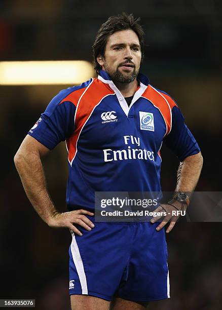 Referee Steve Walsh looks on during the RBS Six Nations match between Wales and England at Millennium Stadium on March 16, 2013 in Cardiff, Wales.