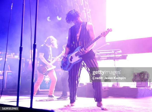 Tyson Ritter of The All-American Rejects performs at Nashville Municipal Auditorium on August 25, 2023 in Nashville, Tennessee.