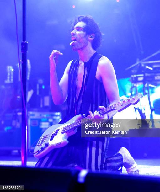 Tyson Ritter of The All-American Rejects performs at Nashville Municipal Auditorium on August 25, 2023 in Nashville, Tennessee.